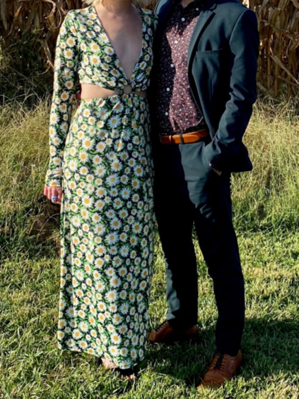 AFRM Green/White/Yellow Daisy Cutout Maxi